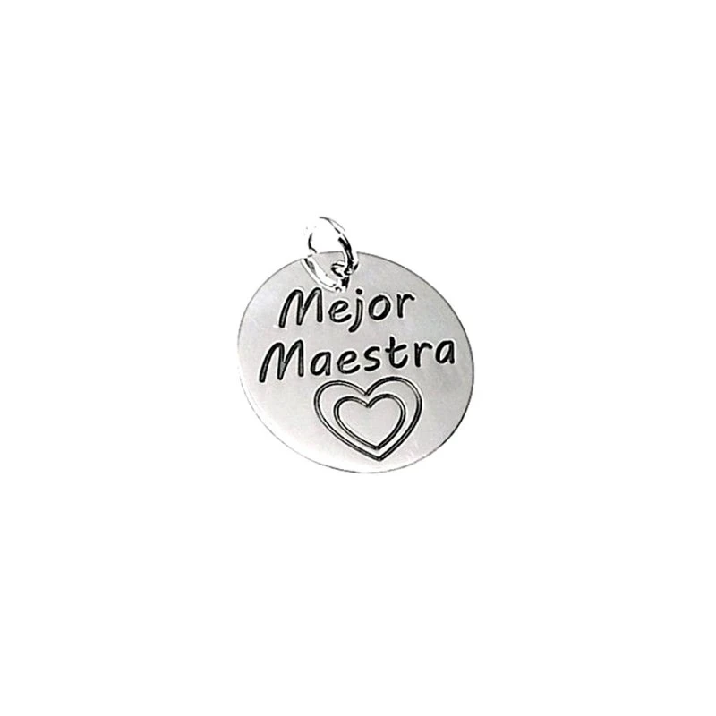 Colgante plata ley 925m liso 21mm. disco MEJOR MAESTRA [AA7776]