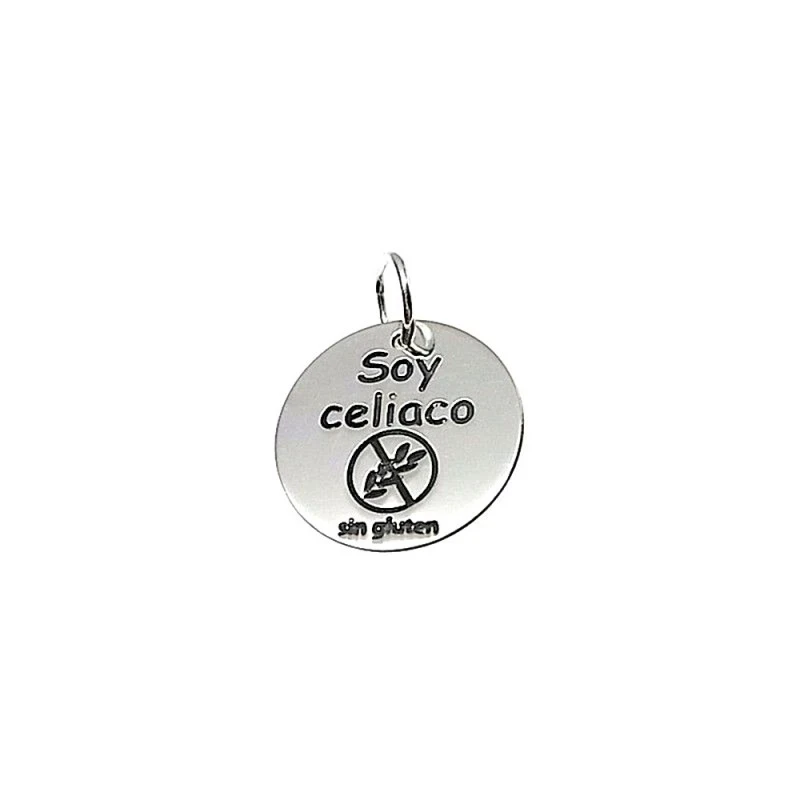Colgante plata ley 925m 18mm. SOY CELÍACO [AA7849]