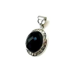 Colgante plata ley 925m 25mm. piedra onix  [AA7995]
