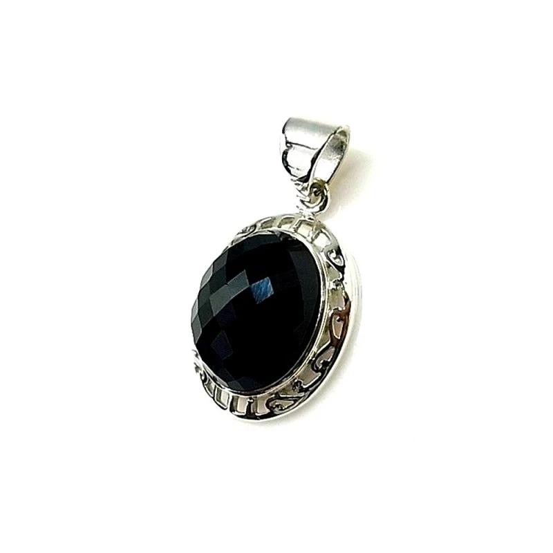 Colgante plata ley 925m 25mm. piedra onix  [AA7995]