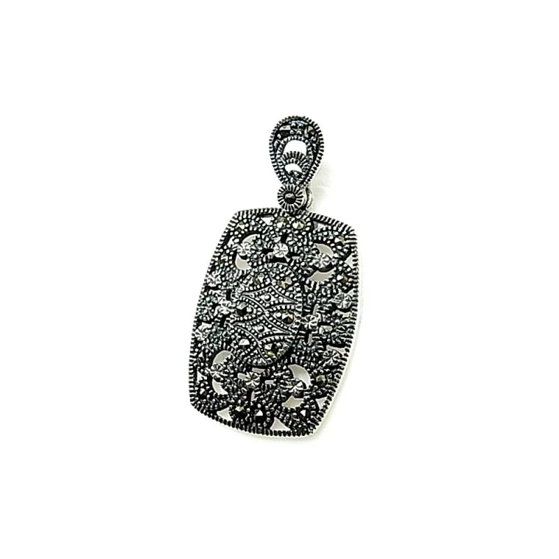 Colgante plata ley 925m 30mm. rectangular marquesitas [AA8060]