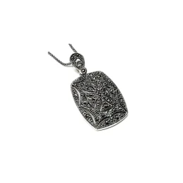 Colgante plata ley 925m 30mm. rectangular marquesitas [AA8061]