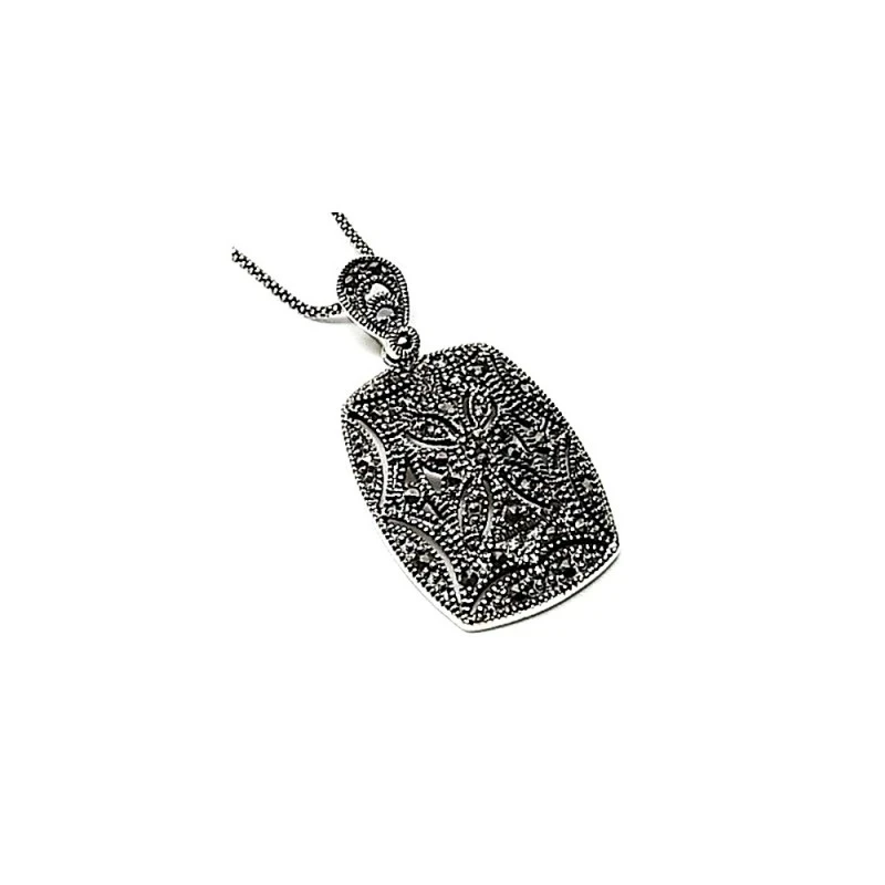 Colgante plata ley 925m 30mm. rectangular marquesitas [AA8061]