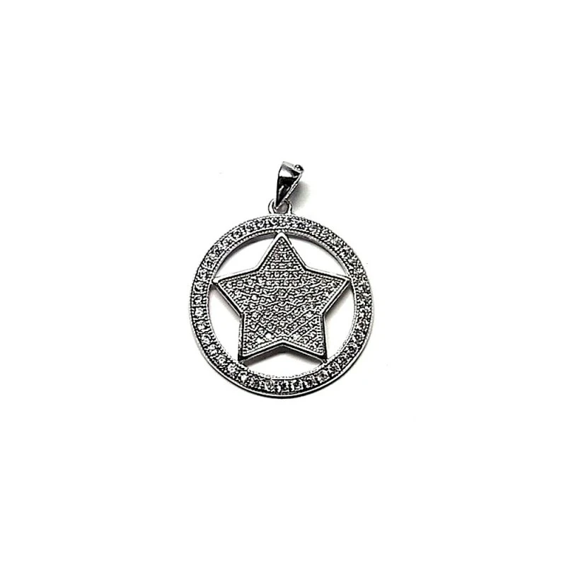 Colgante plata ley 925m 23mm. piedras circonita rodiado [AA8098]