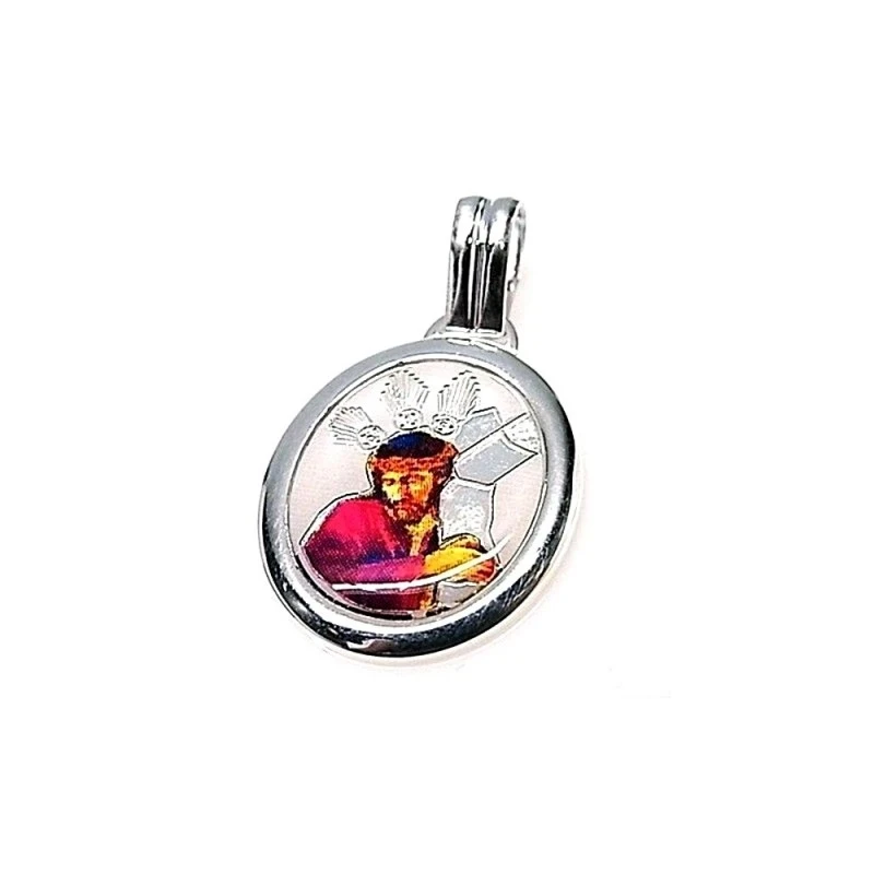 Colgante plata ley 925m 20mm. Cristo Gran Porder esmaltado [AA8180]