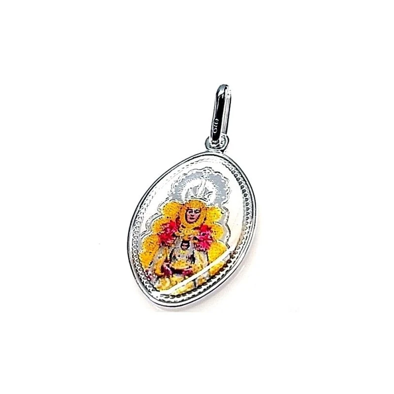 Colgante plata ley 925m 20mm. Virgen Rocío esmaltado [AA8193]