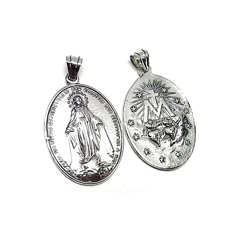 Colgante plata ley 925m 40mm. Virgen Milagrosa grande [AA8216]