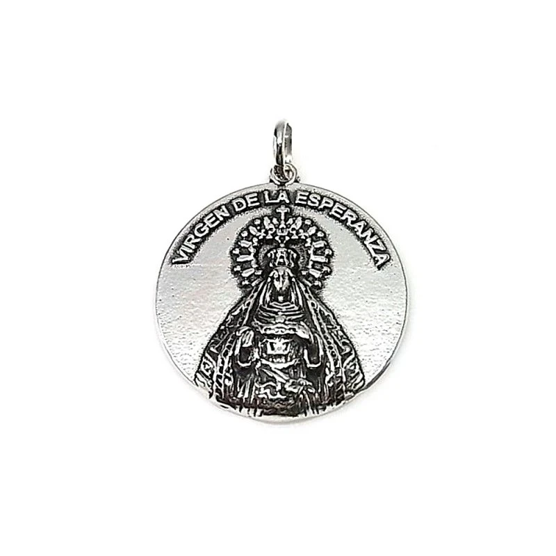 Colgante plata ley 925m 30mm. medalla Virgen Esperanza [AA8331]