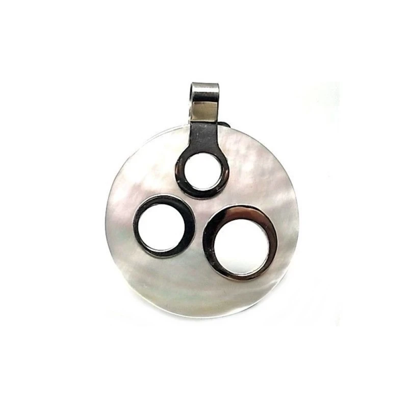 Colgante plata ley 925m 40mm. nácar círculos calados [AA8432]