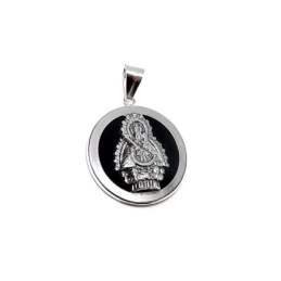 Colgante plata ley 925m 30mm. acetato negro Virgen Cabeza [AA8483]