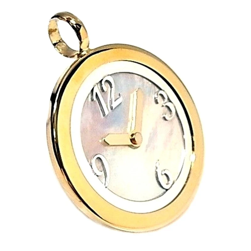 Colgante plata ley 925m 30mm. reloj piedra nácar láser [AA8496]