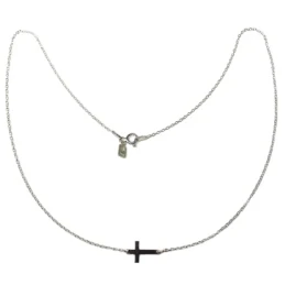 Gargantilla plata ley 925m lisa cruz 13mm. cadena rolo [AA9707]