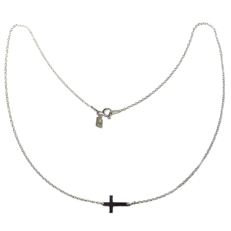 Gargantilla plata ley 925m lisa cruz 13mm. cadena rolo [AA9707]