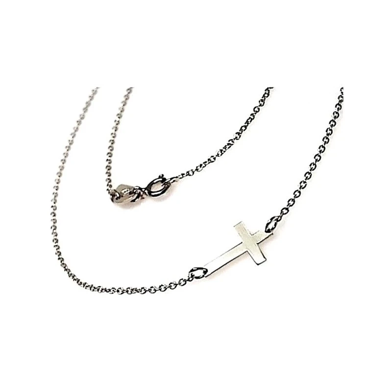 Gargantilla plata ley 925m lisa cruz 13mm. cadena rolo [AA9707]
