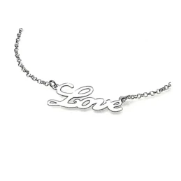 Gargantilla plata ley 925m lisa letras LOVE cadena rolo [AA9709]