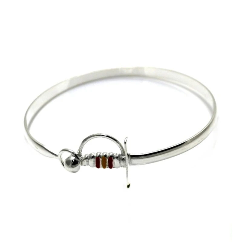 Pulsera brazalete plata Ley 925m motivo estoque esmaltado [AB0942]