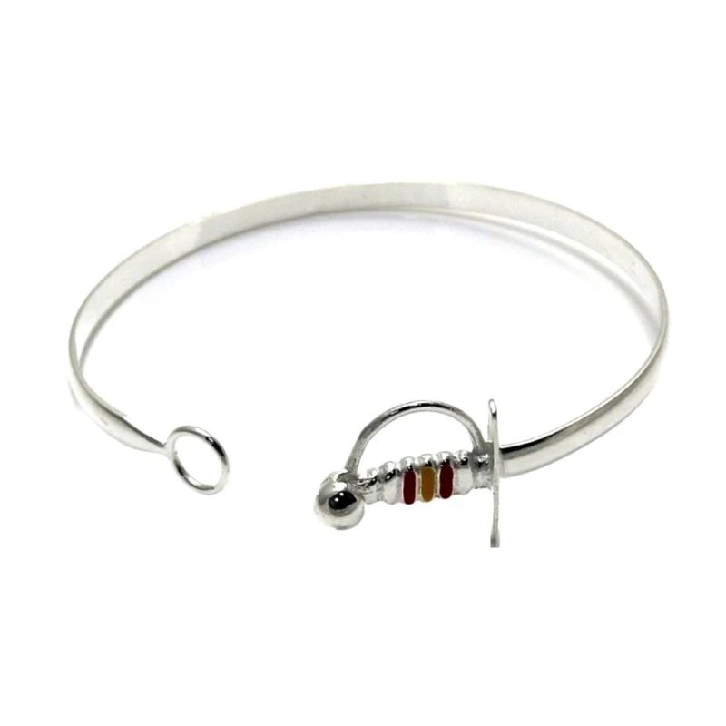 Pulsera brazalete plata Ley 925m motivo estoque esmaltado [AB0942]