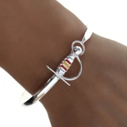 Pulsera brazalete plata Ley 925m motivo estoque esmaltado [AB0942]