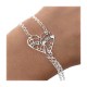 Pulsera Doble Plata Ley 925m mujer 17 cm. corazón calado mensaje MADRE HIJA cadena rolo