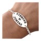 Pulsera Plata Ley 925m mujer 16.5 cm. cadena rolo chapa ovalada mensaje SIEMPRE JUNTAS CORAZÓN