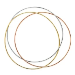 Pulsera Oro Tricolor 18k mujer 62 mm. tres aros lisa ancho 1 mm.