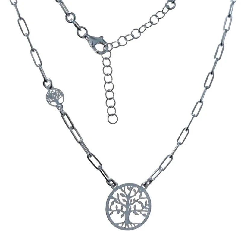 Gargantilla Plata Ley 925m mujer 41 cm. Árbol Vida 15 mm. cadena forz