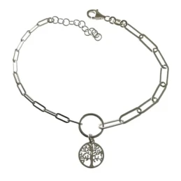 Pulsera Plata Ley 925m mujer 17 cm. cadena forzada alargada Árbol Vid