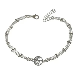 Pulsera Plata Ley 925m mujer 17 cm. doble cadena Árbol Vida calado 9