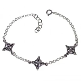 Nudos de Brujas 12 mm. Pulsera Plata Ley 925m mujer 16.5 cm. cadena r