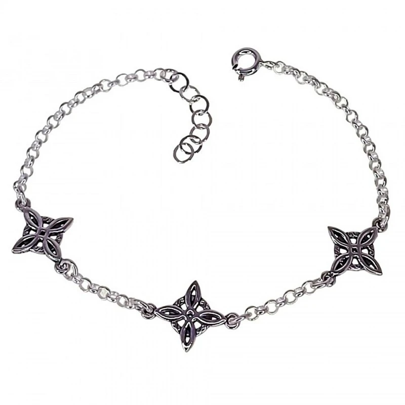 Nudos de Brujas 12 mm. Pulsera Plata Ley 925m mujer 16.5 cm. cadena r