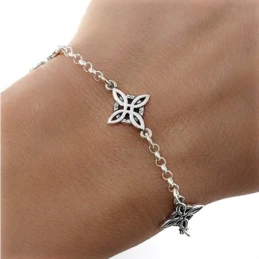 Nudos de Brujas 12 mm. Pulsera Plata Ley 925m mujer 16.5 cm. cadena r