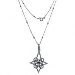 Nudo de Bruja Gargantilla Plata Ley 925m mujer 45 cm. amuleto 30 mm.