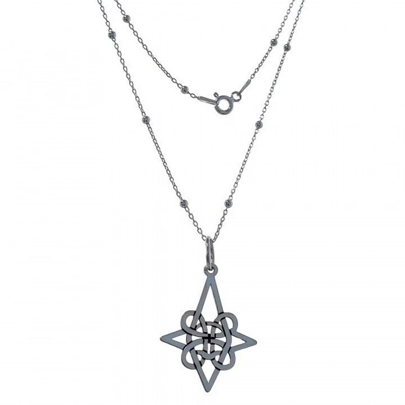 Nudo de Bruja Gargantilla Plata Ley 925m mujer 45 cm. amuleto 30 mm.
