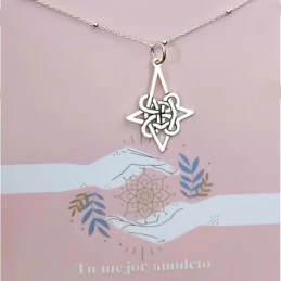 Nudo de Bruja Gargantilla Plata Ley 925m mujer 45 cm. amuleto 30 mm.