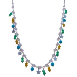 Gargantilla Plata Ley 925m motivo estrellas 5 mm. piedras colores cad