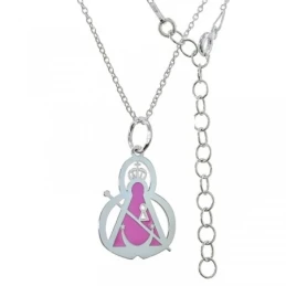 Virgen de la Cabeza esmaltada rosa Gargantilla Plata Ley 925m cadena