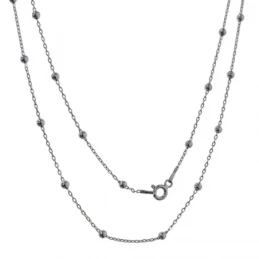 Cadena Plata Ley 925m rodiada 50 cm. combinada bolas 2.5 mm.