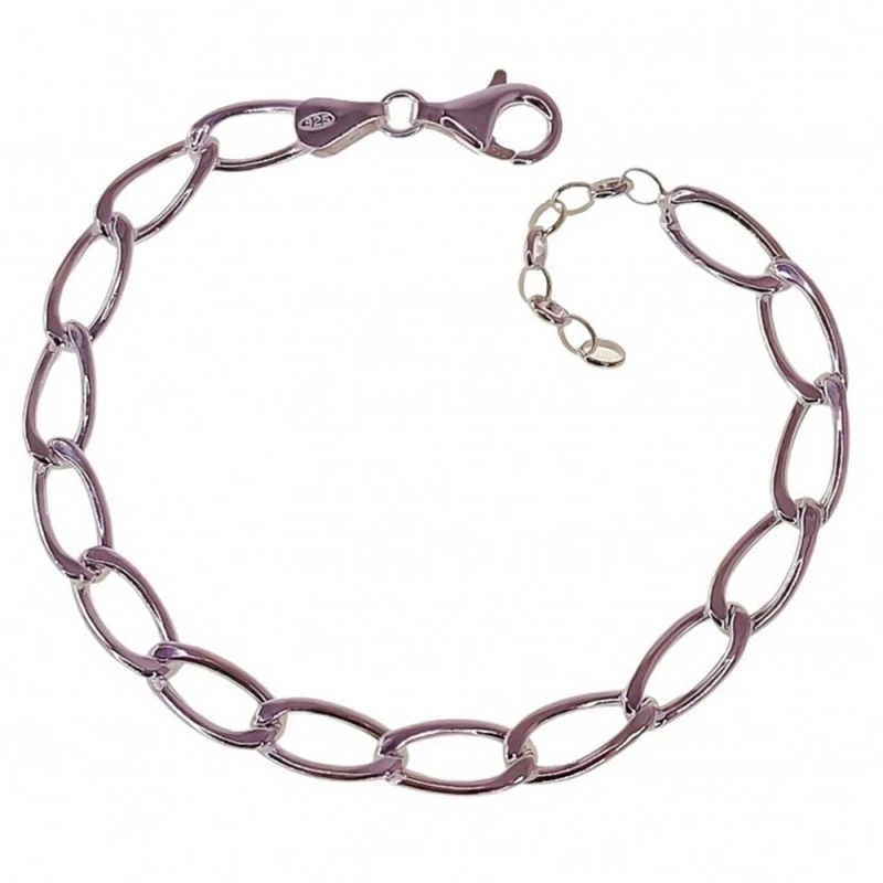 Pulsera Plata Ley 925m cadena bilbao 17 cm.