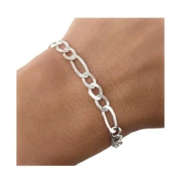 Pulsera Plata Ley 925m cadena alternada 20 cm.