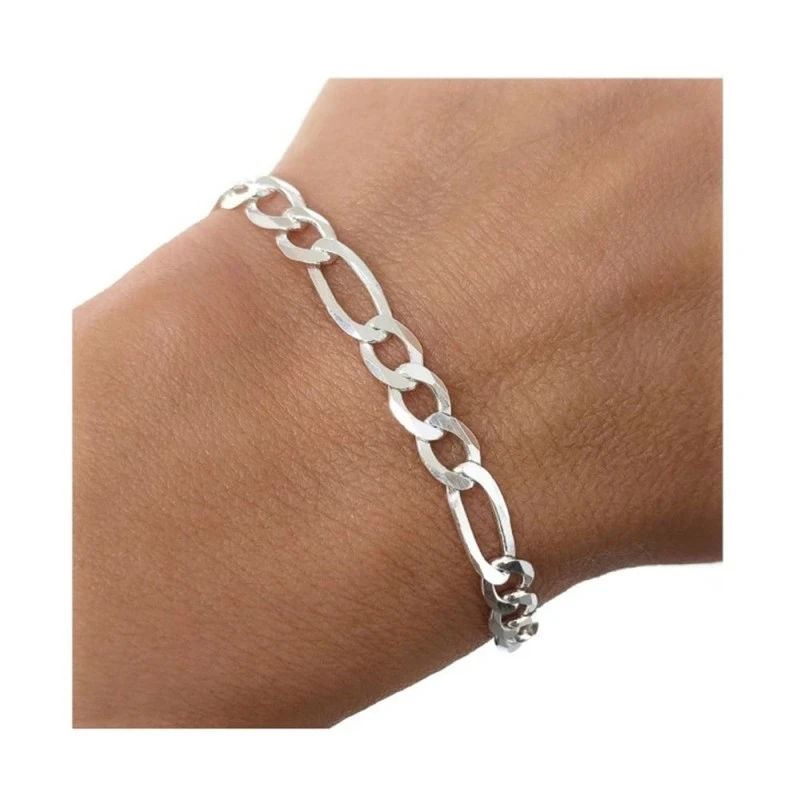 Pulsera Plata Ley 925m cadena alternada 20 cm.