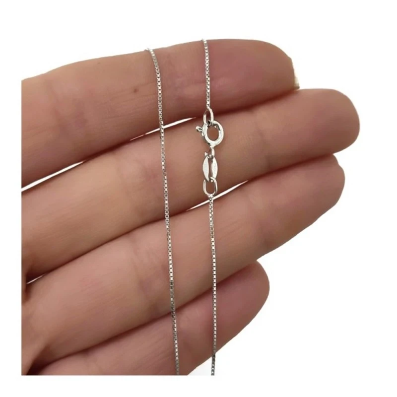 Cadena Plata Ley 925m rodiada 40 cm. modelo veneciana cierre reasa