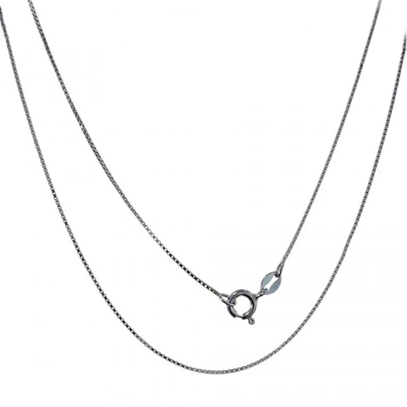 Cadena Plata Ley 925m rodiada 45 cm. modelo veneciana cierre reasa