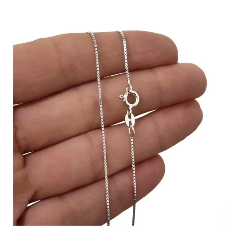 Cadena Plata Ley 925m rodiada 45 cm. modelo veneciana cierre reasa