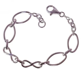 Pulsera Plata Ley 925m motivo infinitos 20 cm. asas huecas.