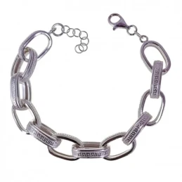 Pulsera Plata Ley 925m asas huecas dibujo greca 17 cm.