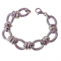 Pulsera Plata Ley 925m asas huecas dibujo líneas 19.5 cm.