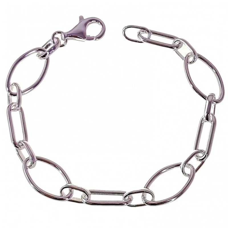 Pulsera Plata Ley 925m asas huecas combinadas lisas 20 cm.