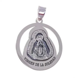 Virgen de la Soledad Colgante Plata Ley 925m medalla 30 mm. círculo c