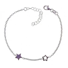 Pulsera Plata Ley 925m motivo estrellas lisa calada cadena forzada 16