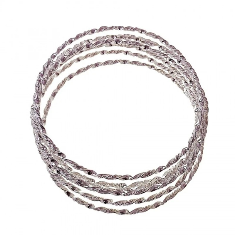 Pulsera Plata Ley 925m mujer 65 mm. semanario 7 aros reliados 2 mm.